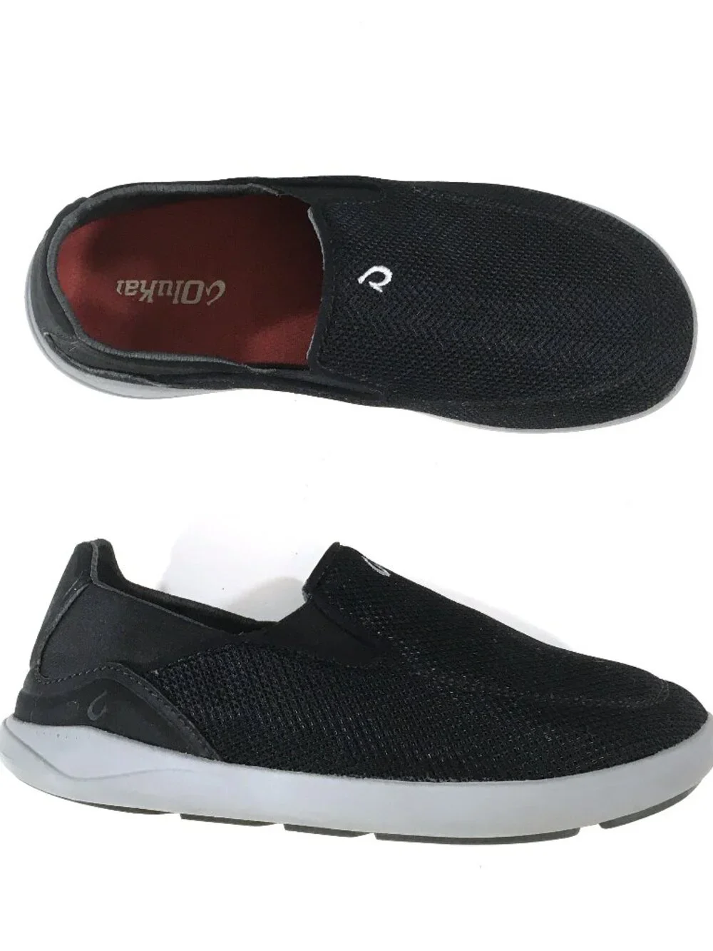 Olukai Nohea Pae Slip On Sneakers Mens Size 8.5 Black Mesh Drop in Heel
